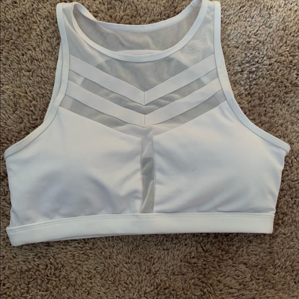 Funky white sports bra